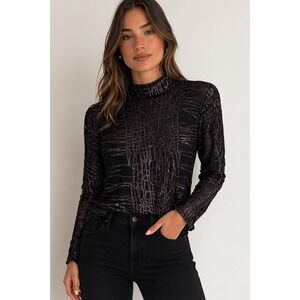 Frank Lyman Design Collection‎ Sheer Mock Neck Blouse Old Money Luxury Preppy